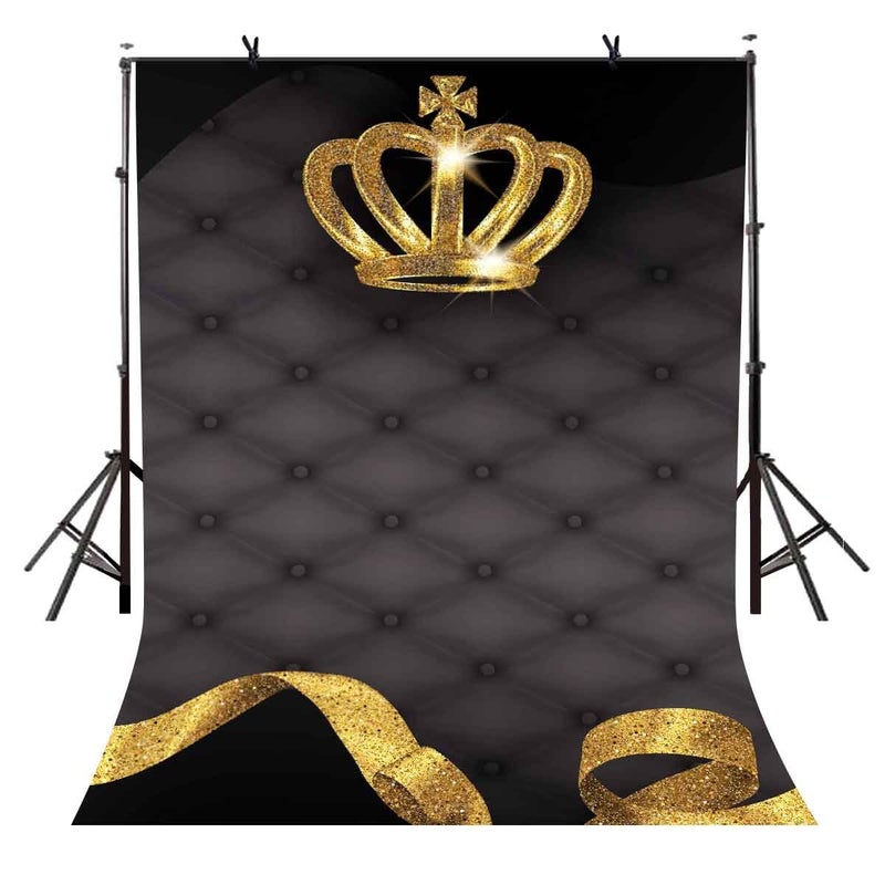 LYLYCTY 5x7ft Crown Backdrop Bling Crown Grey Sofa Photography Background and Studio Photography Backdrop Props LYGE813 - Image 1